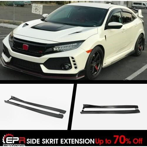 For Honda 17+ Civic Typ-R FK8 VRS2 Style FRP Unpainted Side Skirt Underboard Exterior Accessories Kit