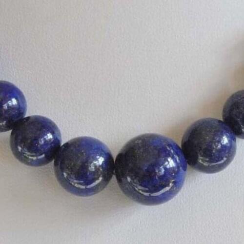 Perfect graduated round natural lapis stone bead necklace