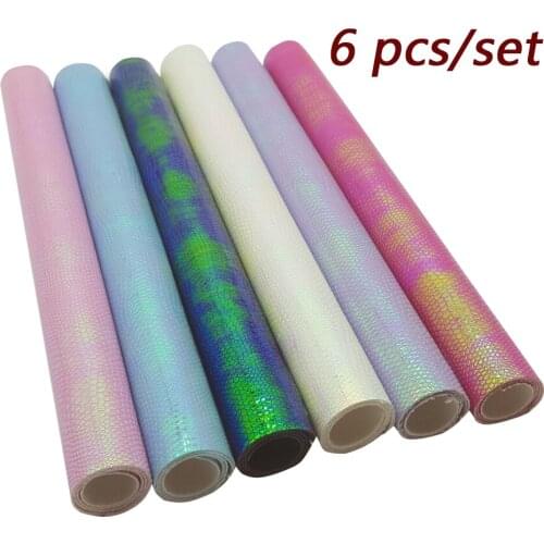 6 pcs 22*30cm Synthetic Leather Sheets Snake Shiny A4 Faux Leather Hairbow Fabric DIY Bags Shoes Accessories Synthetic Leather