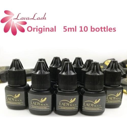 10 bottles Free shipping fast dry 2-3s Lady black glue for eyelash extensions low irritation fume adhesive False lash glue 5ml