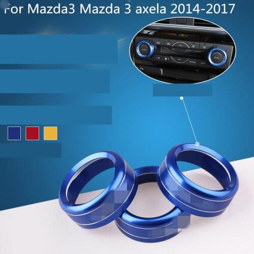 Air Conditioning Button Knob Ring Cover Central control knob decoration car styling For Mazda3 Mazda 3 axela 2014-2017