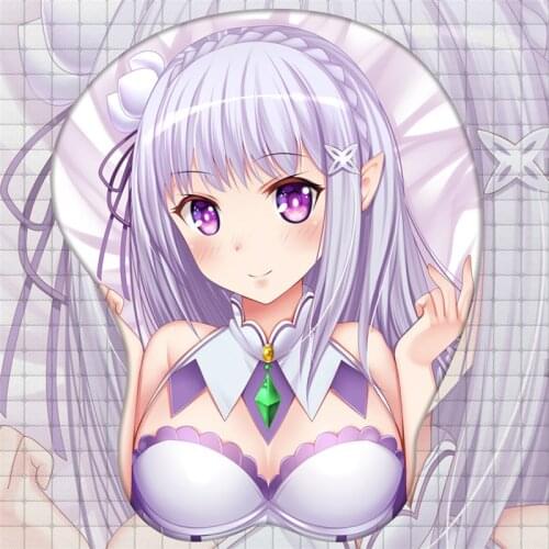 Anime Re Life in a different world from zero Emilia Cosplay Prop Mouse Pad Pattern 3D Soft Gel Gaming With Wrist Support