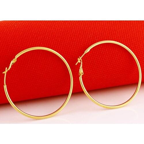 Circle Earrings Yellow Gold Filled Large Hoop Earrings Smooth Style