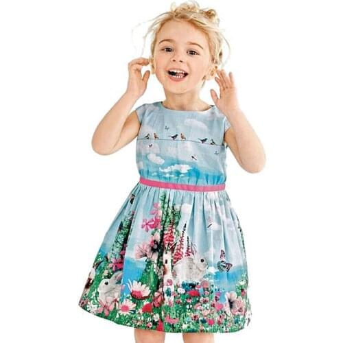 Summer Girls Print Dress Baby Toddler Casual Sleeveless fields Garden Flower Floral Ruffle Birthday Party 0-8 Years Play Mats