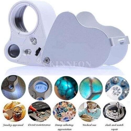 200pcs 30X 60X LED Lighted Illuminated Jewelers Eye Loupe Jewelry Magnifier for Gems Jewelry Rocks Stamps Coins Watch Antique
