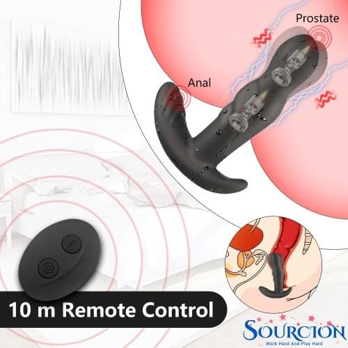 Sourcion 360 Degree Prostate Massager Rotating Anal Vibrator Silicone Plug Anus Vibrating Sex Toy For Men G-Spot Stimulation