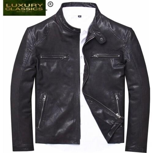 Men Jacket Genuine Leather 100% Real Sheepskin Coat Man Winter Autumn Clothes 2021 Streetwear Moto Biker Jackets L1933