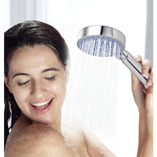 Five Fuction Silica Gel Holes Shower Head Water Saving With Chrome Shower head Rainfall Round Handheld Shower ABS