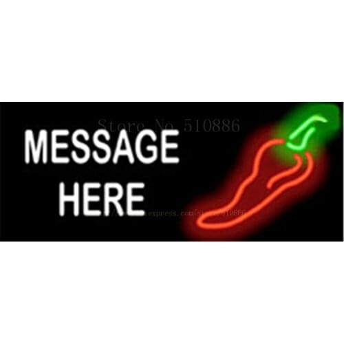 Custom Message Chili Pepper NEON SIGN Real GLASS Tube Beer PUB Restaurant Signboard display Decorate Shop Light Signs 17*14"