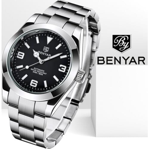 2021 New BENYAR Mechanical Watch Mens Top Brand Luxury Mens Watches Business Stainless Steel Waterproof Luminous Wristwatches