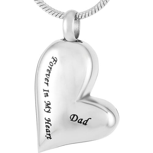 IJD8032 Keepsake jewelry For farther stainless steel cremation pendant "Forever in my heart Dad" memorial Ashes urn necklace