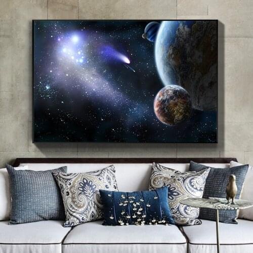 Planet Universe Space Pictures Canvas Painting Starry Sky Poster Print Earth Moon Picture for Living Room HomeDecor