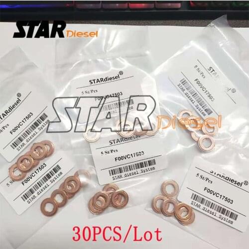 30PCS F00VC17503 Injector Copper Washers Shims Ring Gasket Size 1.5mm Thickness Injector Washers 1.5mm For Diesel Injector