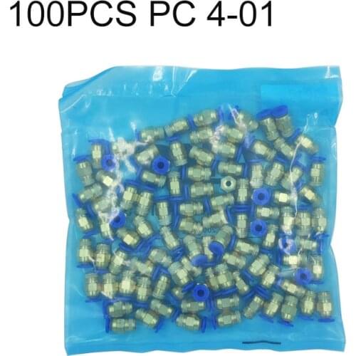 100PCS PC 4-01 4MM Hose Tube Pneumatic Fitting Air Connector Straight Through Quick Connecors Fitttings male thread wholesale