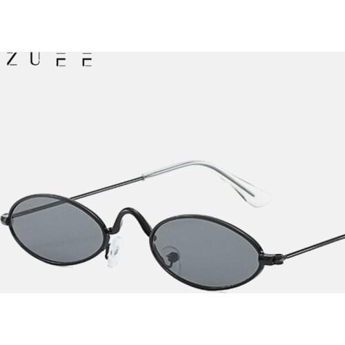 Retro Small Oval Sunglasses Women Vintage Brand Shades Black Red Metal Color Sun Glasses For Female Fashion Designer