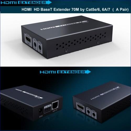 HDBaseT HDMI Extender 70M 4K*2K 3D HDBaseT HDMI IR Remote LAN Extender Repeater over RJ45 CAT5E/6,CAT6A/7 HDMI 1.4V Up To 70M