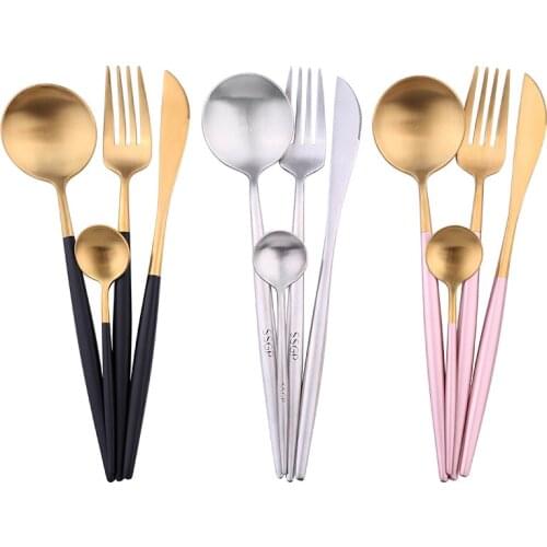 24PCS Dinnerware Set Kitchen Accessories Dinner Stainless Steel Cutlery Knives Forks Spoons Home Party Tableware Set