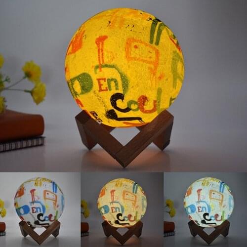 Indoor LED Night Light colorful 3D moon lamp letters table light touch remote switch home bedroom decor lighting with wood stand