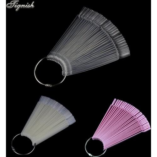 Tignish 50Pcs/Set Nail Stick Tips False Display Practice Gel Polish Showing Shelf Clear Natural Pink Colors Nail Art DIY Tools