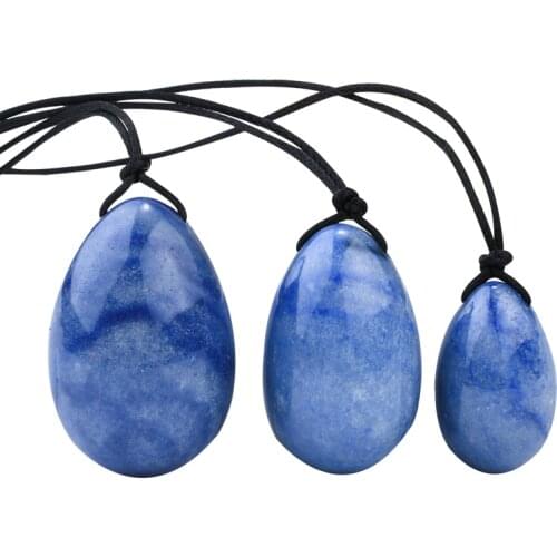 Drilled Yoni Eggs 3Pcs Natural Blue Aventurine Relax Body Women Kegel Exerciser SEXY BALLS Pelvic Muscle Friming Vaginal Healing