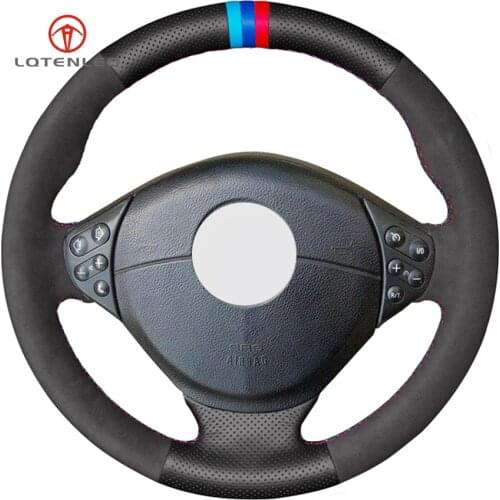 LQTENLEO Genuine Leather Suede Car Steering Wheel Cover for BMW M Sport E36 Z3 M3 E36/5 E36/7 E36/8 E31 E39 E38 M5 E39 1995-2002