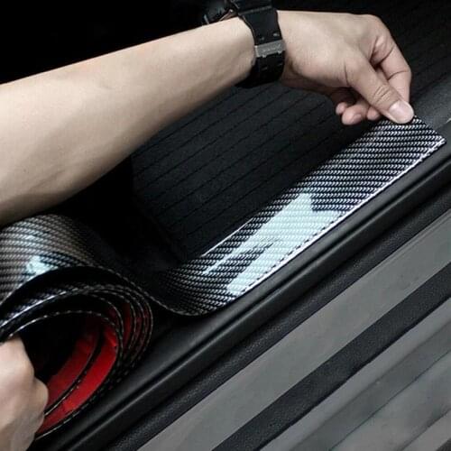 1M Car Door Sill Protector Bumper Protector 3D Carbon Fiber Car Sticker Anti Scratch Tape Waterproof Protection Film