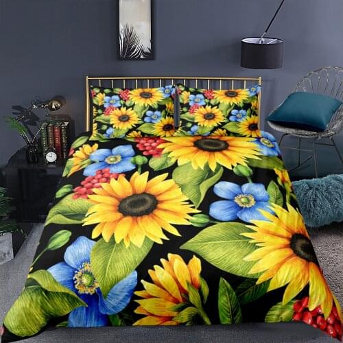 Yellow Sunflower Bedding Set Fantasy Plant 3D Print Comforter Luxury Queen King Single Duvet Cover Set Home Textile Decor Modern