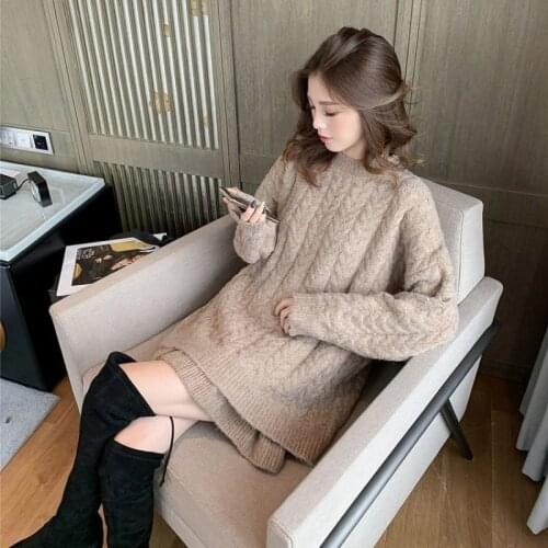 Timis Li Knitted Sweety Suit Woman Knitted Sets Twist Plaid Sweater+Skirt 2 Piece Set Female Spring Suit Womans Sweety Costumes