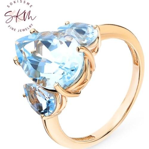 SKM Simple rings for women Topaz rings 14k rose gold designer Engagement rings designer Promise Luxury Fine Jewelry