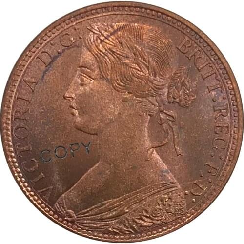 1863 United Kingdom 1 Penny Victoria 2nd portrait Red Copper collectibles Copy Coin