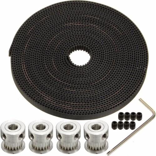 4X GT2 Timing Pulley 20 Teeth + 5M GT2 Belt Width 6mm + 8 x Screws + 1 x Wrench for RepRap 3D Printer Parts