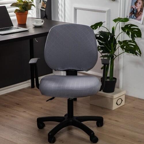 Office Chair Cover Solid Computer Chair Cover Spandex Stretch Armchair Seat Case 2 Pieces Removable and Washable