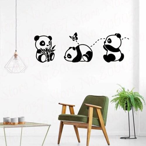Kids Panda Wall Decals Baby Room Nursery Home Decor Vinyl Wall Sticker Girls Boys Bedroom Teen Room Art Lovely Mural WL1328