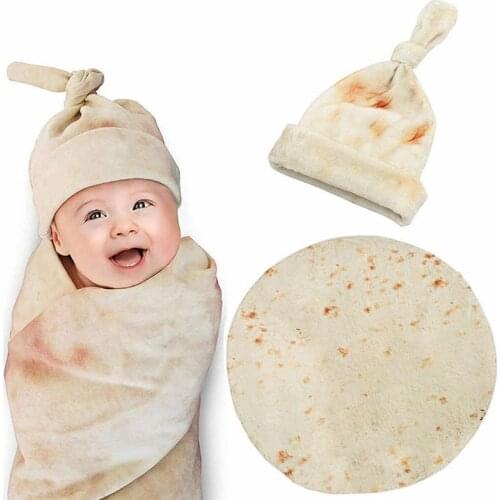 Burrito Baby Blanket Swaddle Flour Tortilla Swaddle Blanket Sleeping Swaddle Wrap With Hat