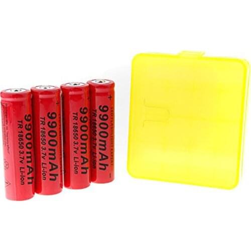 GTF 4 pcs 18650 3.7 V Lithium Battery 9900 mah Lithium Ion Battery Rechargeable Battery for Flashlights with Flashlight Case Sup