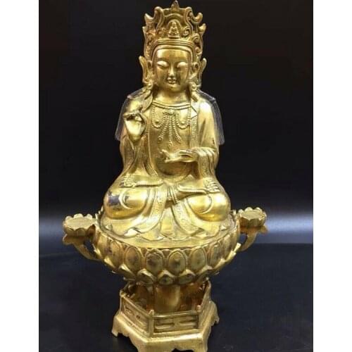 China Antique Tibetan Buddhist brass gilded Buddha statue Yongle mark