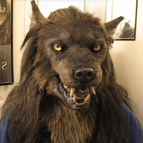 Werewolf Costume Halloween Party Mask Simulation Animal Rotate Headwear Costume Wolf Face Masks Cosplay Masker Party Decoration