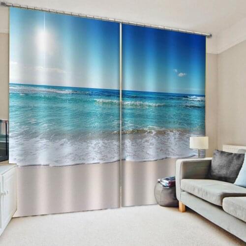 Beautiful Photo Fashion Customized 3D Curtains blue beach curtains nature scenery 3d curtains