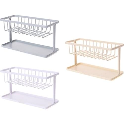 Kitchen Double Layer Sponge Holder Kitchen Storage Shelf Dish Cloth Finishing Rack Draining Rack Organizer Drain Dry Rack