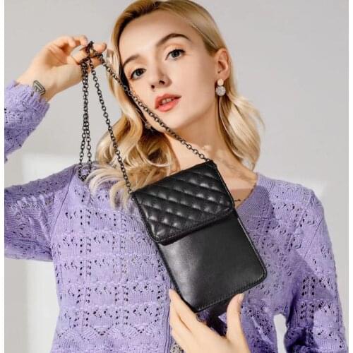 Black Coins Small Bag Cellphone Purses Women Crossbody Bag High Quality Leather Casual Handbags Designer Shoulder Messenger Bag