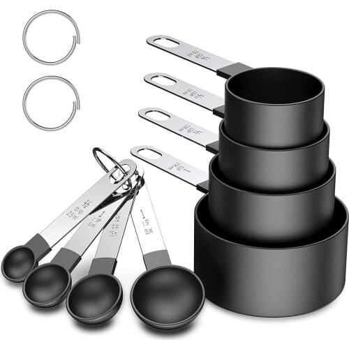 Eight-piece Stainless Steel Handle Measuring Cup Measuring Spoon With Scale Food Grade Plastic Household Kitchen Measuring Tool