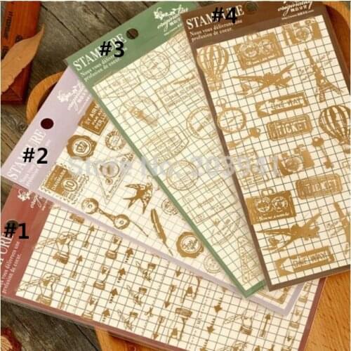 1pcs/lot Kawaii Gilding Stamp series PVC Decorative Stationery Stickers Scrapbooking DIY Diary Album Stick Lable