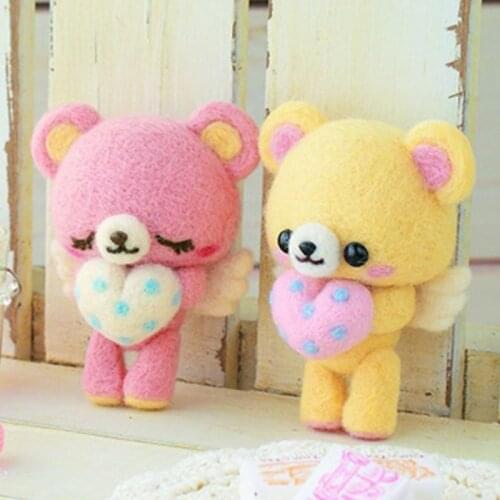 Non-Finished Creative Lovers Bear Pet Toy Doll Wool Felt Poked Kitting Non-Finished DIY Handcarft Wool Felting Material Package