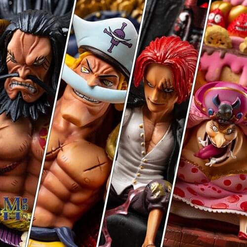 One Piece Four Emperors Pirates Shanks Kaido White Beard Charlotte Linlin BIG MOM PVC Action Figures Collection Model Toys Doll