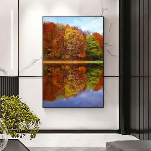 Autumn Forest Trees Poster Canvas Painting Landscape Decorative Pictures Cuadros Decoration For Living Room Wall Art Posters