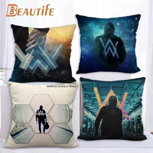 Custom Alan Walker Pillowcase Wedding Decorative Cotton Linen Pillow Case For Home Pillow Cover 45X45cm One Side