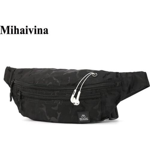 Mihaivina Men Waist Pack Bag Trendy Camouflage Fanny pack Unisex Functional Money Phone Waist Bag High Quality Bum Bag Sport