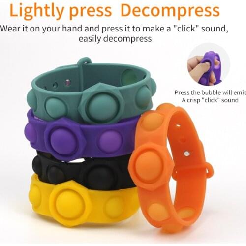 Bubble Bracelet Squeeze Toy Finger Toy Puzzle Press Finger Multi-color Soft Silicone Bracelet Stress Relief Toy Kid Hobbies Toys