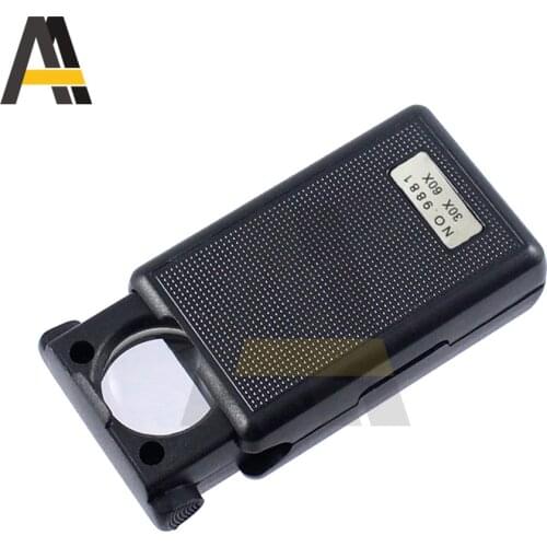 30X/60X Folding Eye Magnifier Glass LED With LED Optical Lens Loupe Light for Jewelry Watch Repair Tools Portable