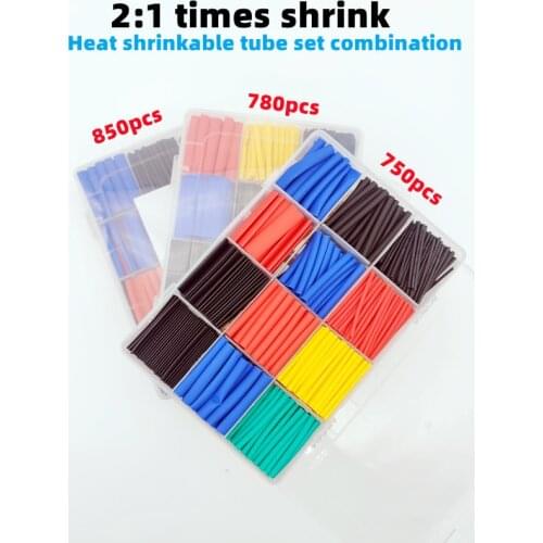 750 780 850pcs color boxed heat shrink tubing 2:1 electronic DIY kit, insulated polyolefin sheathed shrink tubing cable tube